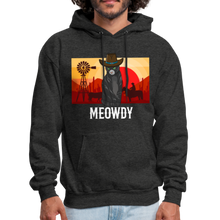 Load image into Gallery viewer, Meowdy Texas Landscape Cowboy Cat Meme Hoodie - charcoal gray
