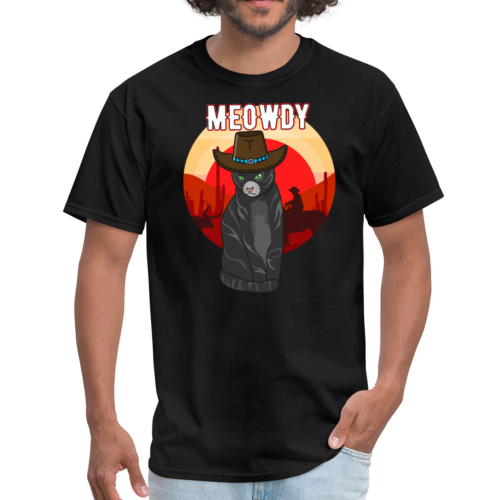 Meowdy Texas Landscape Cowboy Cat Meme Unisex Classic T-Shirt - black