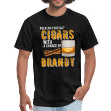 Load image into Gallery viewer, Weekend Forecast Cigars with Chance of Bourbon Gifts Unisex Classic T-Shirt - black
