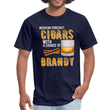 Load image into Gallery viewer, Weekend Forecast Cigars with Chance of Bourbon Gifts Unisex Classic T-Shirt - navy
