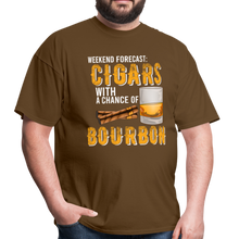 Load image into Gallery viewer, Weekend Forecast Cigars with Chance of Bourbon Gifts Unisex Classic T-Shirt - brown
