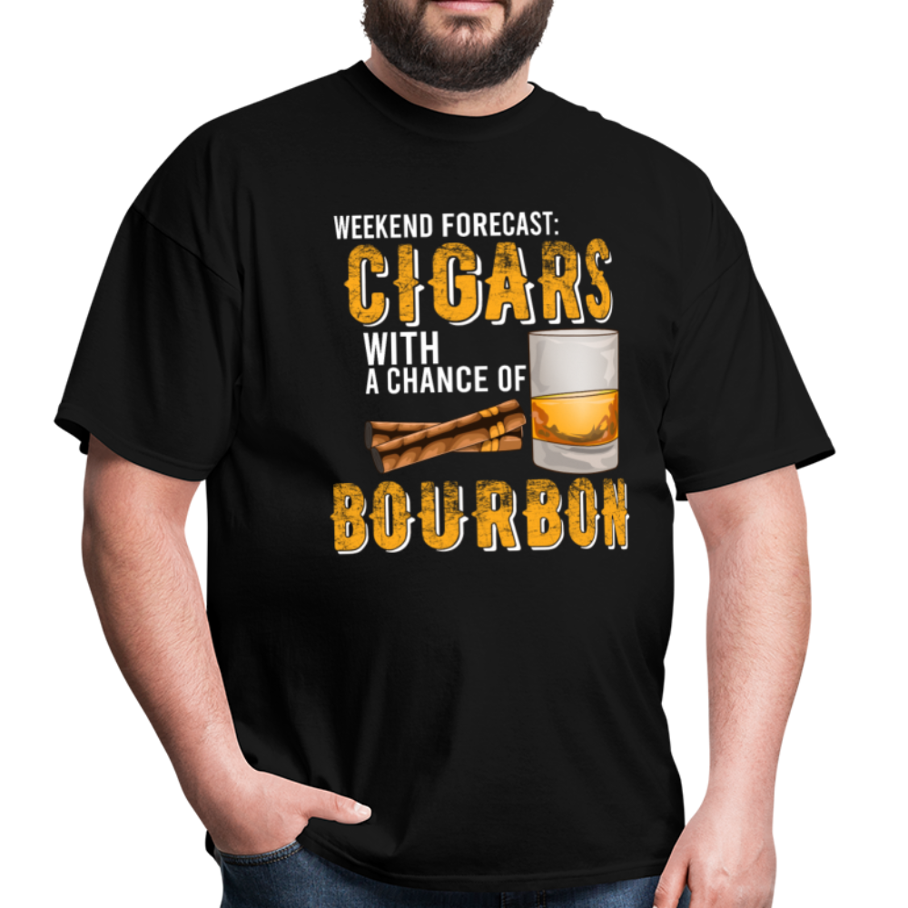 Weekend Forecast Cigars with Chance of Bourbon Gifts Unisex Classic T-Shirt - black