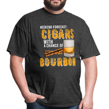 Load image into Gallery viewer, Weekend Forecast Cigars with Chance of Bourbon Gifts Unisex Classic T-Shirt - heather black
