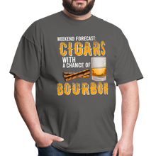 Load image into Gallery viewer, Weekend Forecast Cigars with Chance of Bourbon Gifts Unisex Classic T-Shirt - charcoal
