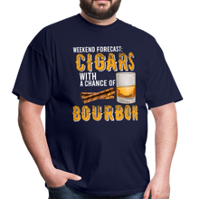 Load image into Gallery viewer, Weekend Forecast Cigars with Chance of Bourbon Gifts Unisex Classic T-Shirt - navy
