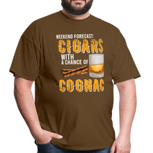 Load image into Gallery viewer, Weekend Forecast Cigars with Chance of Cognac Gifts Unisex Classic T-Shirt - brown
