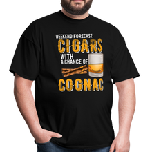 Load image into Gallery viewer, Weekend Forecast Cigars with Chance of Cognac Gifts Unisex Classic T-Shirt - black
