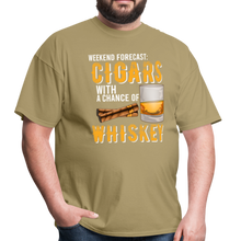 Load image into Gallery viewer, Weekend Forecast Cigars with Chance of Whiskey Gifts Unisex Classic T-Shirt - khaki
