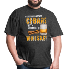 Load image into Gallery viewer, Weekend Forecast Cigars with Chance of Whiskey Gifts Unisex Classic T-Shirt - heather black
