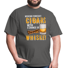 Load image into Gallery viewer, Weekend Forecast Cigars with Chance of Whiskey Gifts Unisex Classic T-Shirt - charcoal
