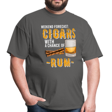 Load image into Gallery viewer, Weekend Forecast Cigars with Chance of Rum Gifts Unisex Classic T-Shirt - charcoal

