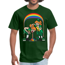 Load image into Gallery viewer, Funny, Saint Patrick’s Day Partying Leprechaun and Rainbow Unisex Classic T-Shirt - forest green
