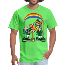 Load image into Gallery viewer, Funny, Saint Patrick’s Day Partying Leprechaun and Rainbow Unisex Classic T-Shirt - kiwi
