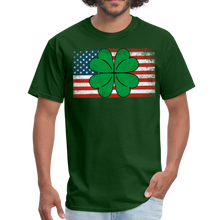 Load image into Gallery viewer, Distressed Irish American Flag Shamrock St. Patrick&#39;s Day Unisex Classic T-Shirt - forest green
