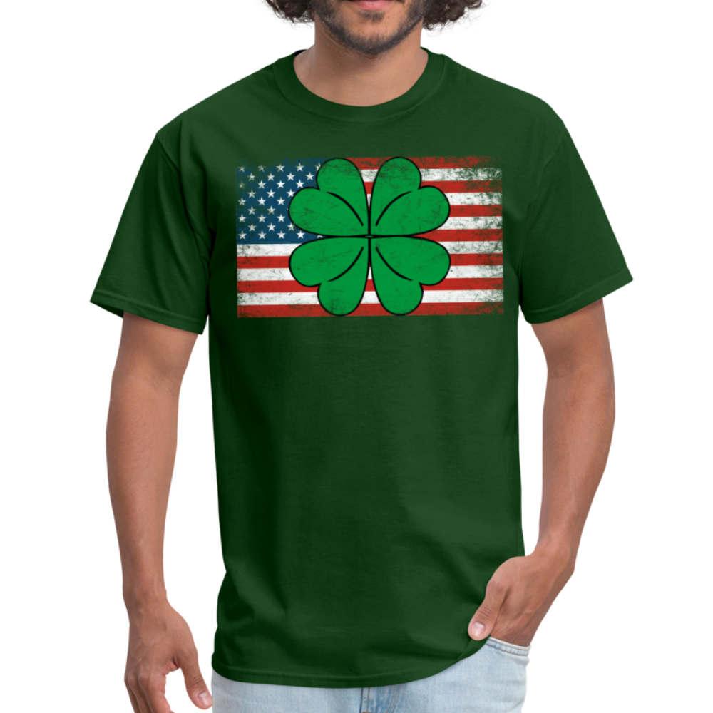 Distressed Irish American Flag Shamrock St. Patrick's Day Unisex Classic T-Shirt - forest green