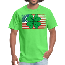 Load image into Gallery viewer, Distressed Irish American Flag Shamrock St. Patrick&#39;s Day Unisex Classic T-Shirt - kiwi
