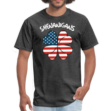 Load image into Gallery viewer, Shenanigans Irish American Flag Shamrock St. Patrick&#39;s Day Unisex Classic T-Shirt - heather black
