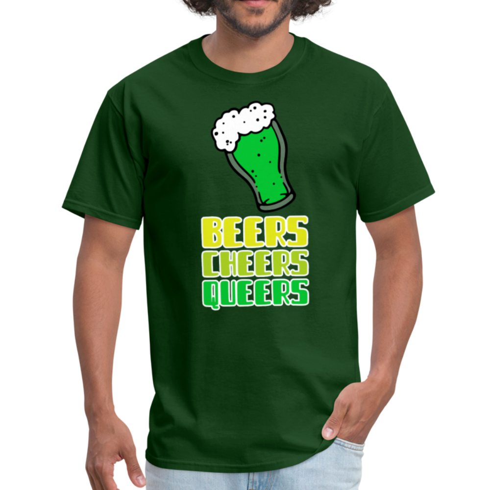 Beers Cheers Queers Saint Patrick's Gay Pride LGBT Unisex Classic T-Shirt - forest green