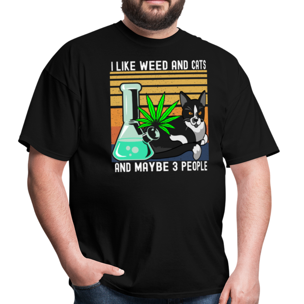 I LIke Weed and Cats and Maybe 3 People Unisex Classic T-Shirt - black