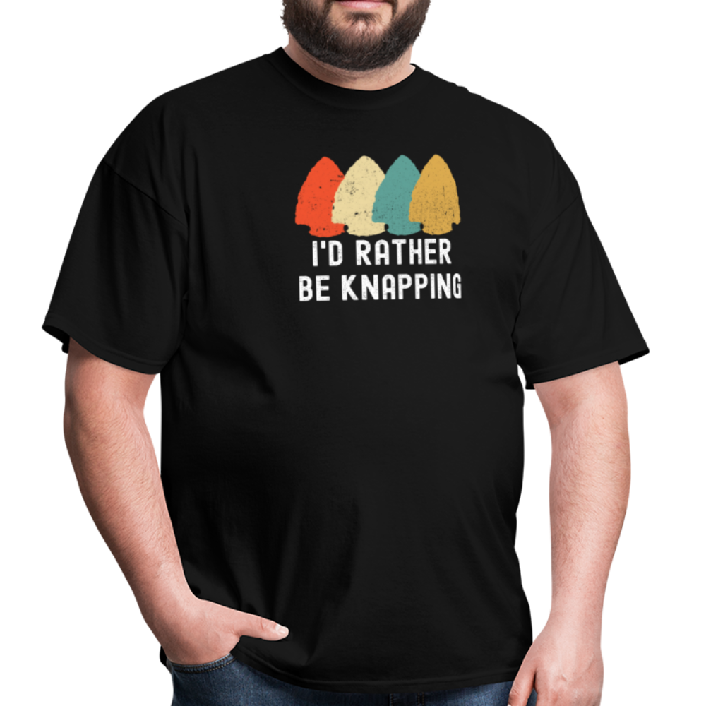 I'd Rather Be Knapping, Primitive Arrowhead Flint KnappingUnisex Classic T-Shirt - black