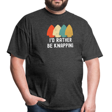 Load image into Gallery viewer, I&#39;d Rather Be Knapping, Primitive Arrowhead Flint KnappingUnisex Classic T-Shirt - heather black
