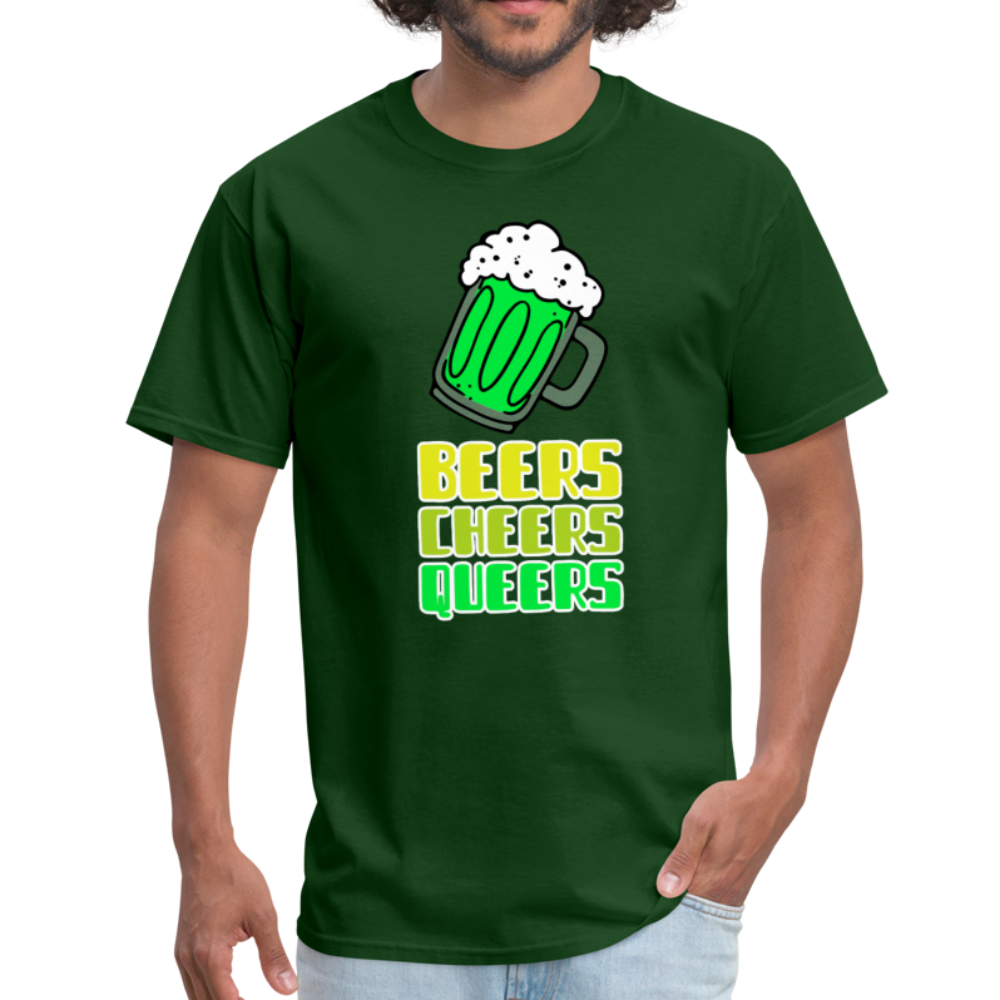Beers Cheers Queers Saint Patrick's Gay Pride LGBT Unisex Classic T-Shirt - forest green