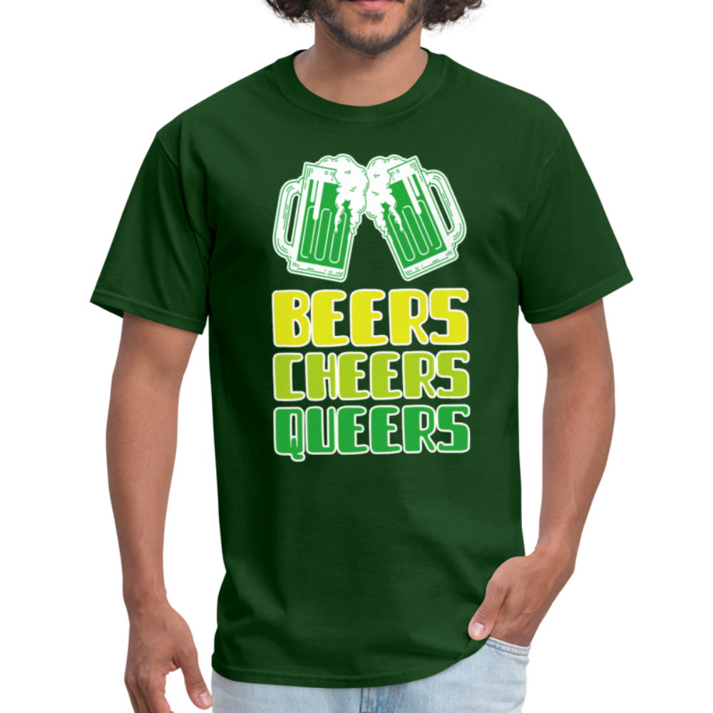 Beers Cheers Queers Saint Patrick's Gay Pride LGBT Unisex Classic T-Shirt - forest green