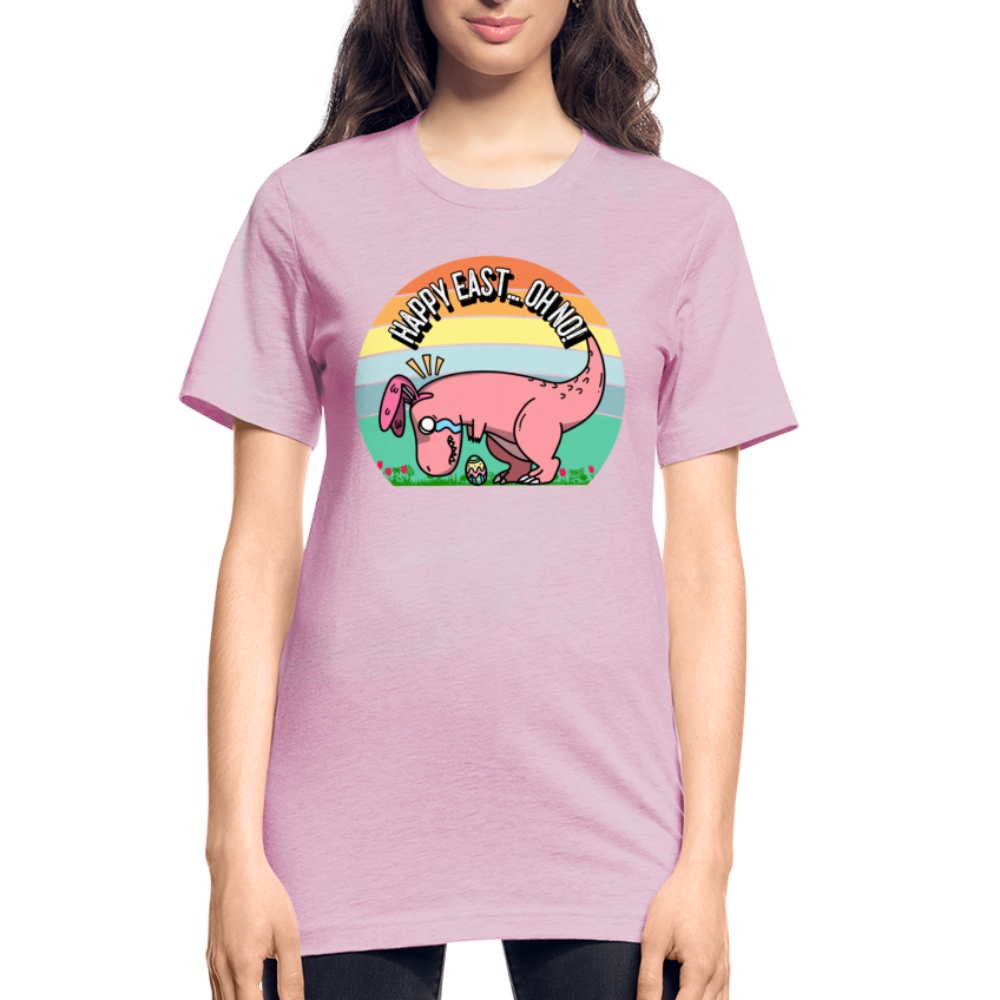 Happy Easter Bunny Dinosaur T-REX Easter Egg Funny Unisex Heather Prism T-Shirt - heather prism lilac