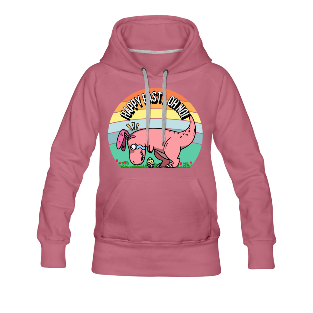 Happy Easter Bunny Dinosaur T-REX Easter Egg Funny Women’s Premium Hoodie - mauve