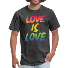 Load image into Gallery viewer, Pride Shirt Love Is Love Shirt Gay Rainbow Shirt Unisex Classic T-Shirt - heather black
