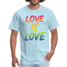 Load image into Gallery viewer, Pride Shirt Love Is Love Shirt Gay Rainbow Shirt Unisex Classic T-Shirt - powder blue
