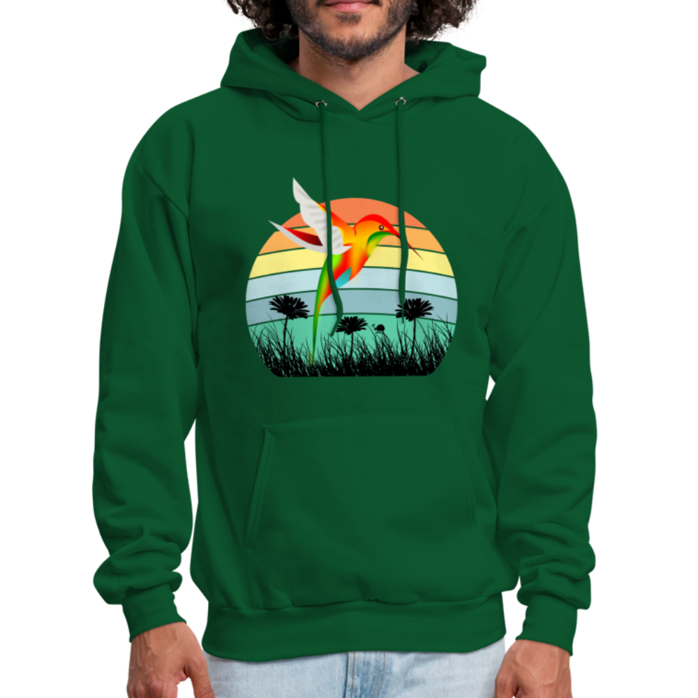 Hummingbird Sunset Hoodie - forest green