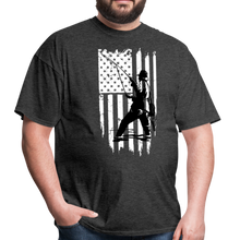 Load image into Gallery viewer, Patriotic Fly Fishing American Flag Unisex Classic T-Shirt - heather black
