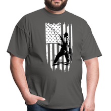 Load image into Gallery viewer, Patriotic Fly Fishing American Flag Unisex Classic T-Shirt - charcoal
