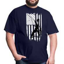 Load image into Gallery viewer, Patriotic Fly Fishing American Flag Unisex Classic T-Shirt - navy
