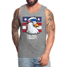 Load image into Gallery viewer, You Free Tonight?  Patriotic Eagle 4th of July Men’s Premium Tank - heather gray
