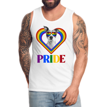 Load image into Gallery viewer, Pit Bull Gay Pride Rainbow Heart Men’s Premium Tank, Pride Shirt, Pride Rainbow, Pit Bull Owner, LGBT Pride, Gay Pride Clothing, Love Wins, - white
