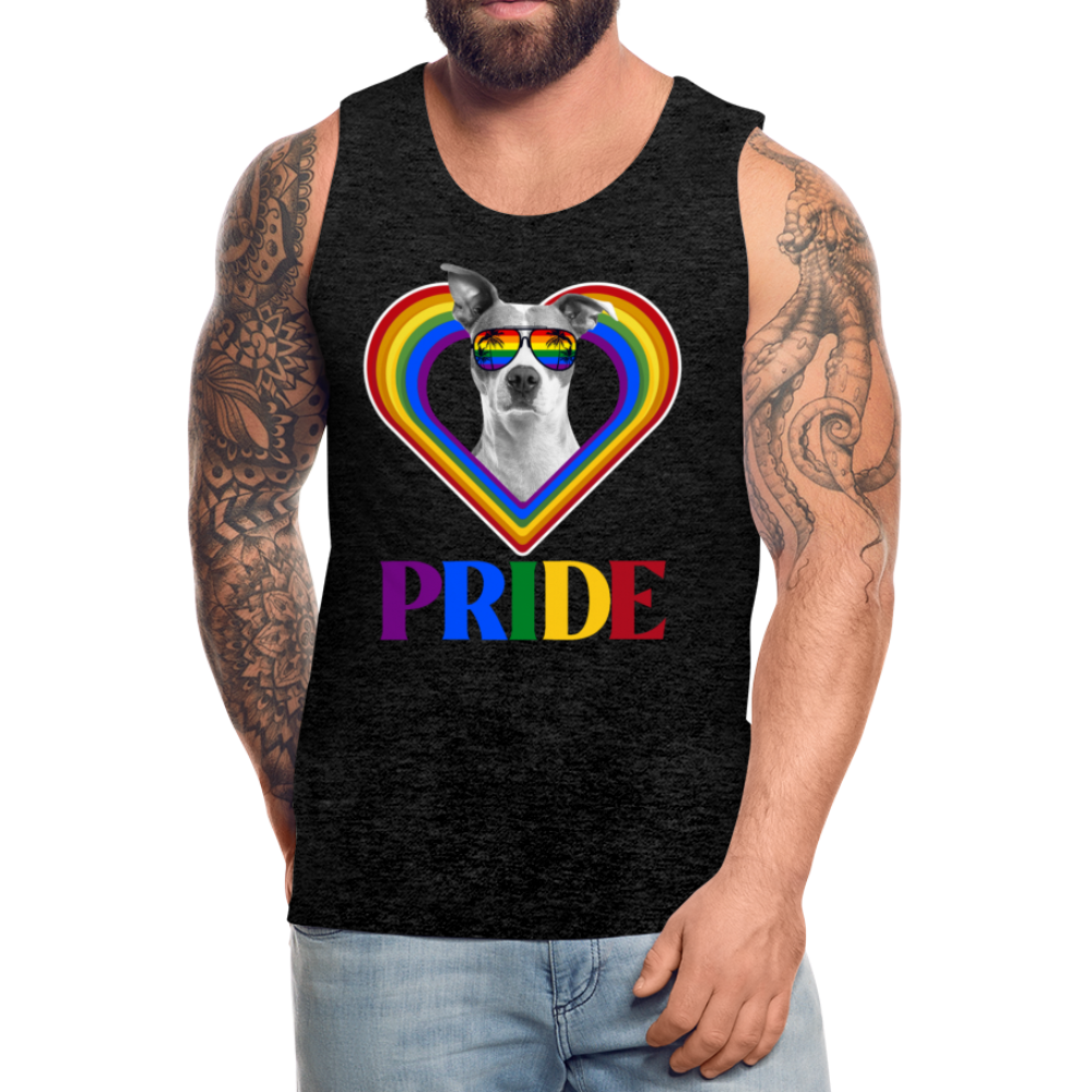 Pit Bull Gay Pride Rainbow Heart Men’s Premium Tank, Pride Shirt, Pride Rainbow, Pit Bull Owner, LGBT Pride, Gay Pride Clothing, Love Wins, - charcoal gray