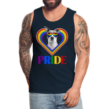 Load image into Gallery viewer, Pit Bull Gay Pride Rainbow Heart Men’s Premium Tank, Pride Shirt, Pride Rainbow, Pit Bull Owner, LGBT Pride, Gay Pride Clothing, Love Wins, - deep navy
