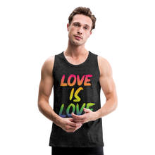 Load image into Gallery viewer, Love Is Love Men’s Premium Pride Tank Top - charcoal gray
