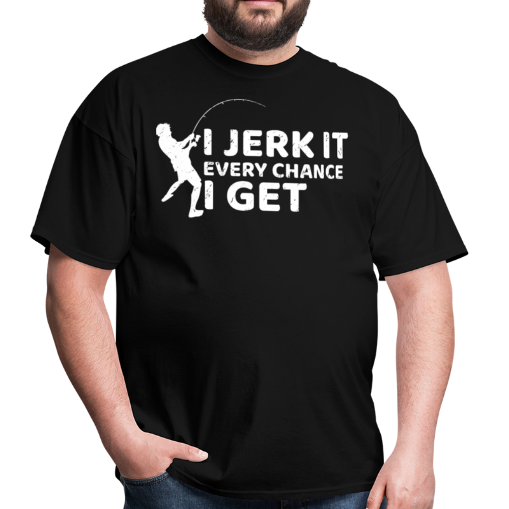 Funny Fishing Shirts, Fisherman with Fishing Pole, Fishing Rod - black