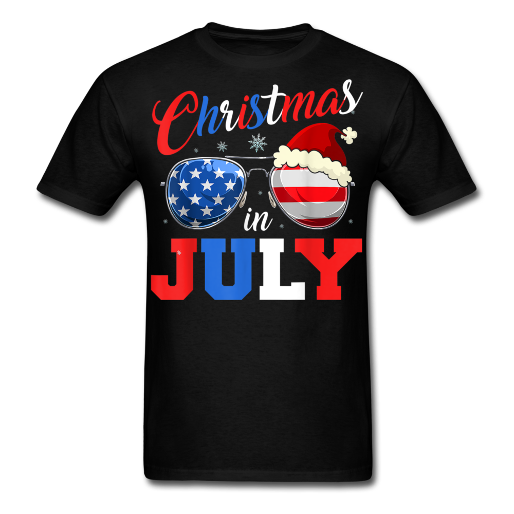 Patriotic Christmas In July, Red White and Blue Shirt - black