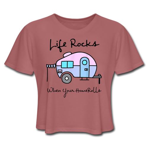 Funny Camping Women's Cropped T-Shirt - mauve