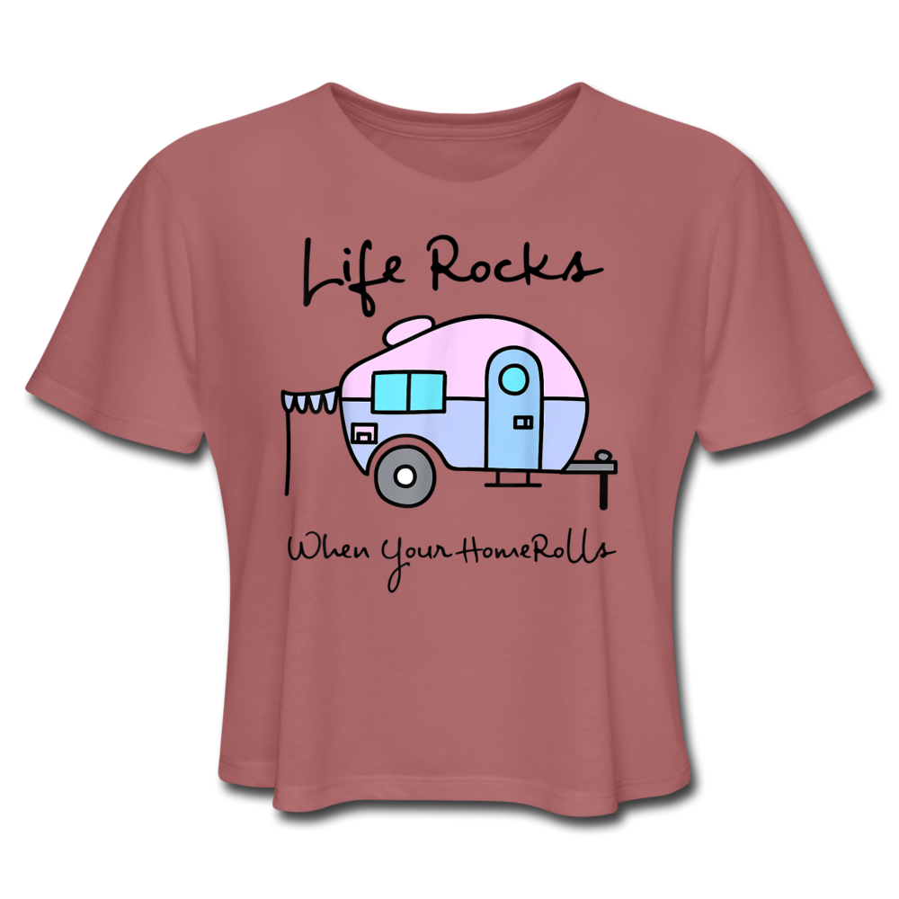 Funny Camping Women's Cropped T-Shirt - mauve