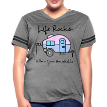 Load image into Gallery viewer, Funny Camping Women’s Vintage Sport T-Shirt - heather gray/charcoal
