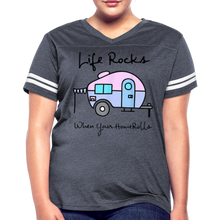 Load image into Gallery viewer, Funny Camping Women’s Vintage Sport T-Shirt - vintage navy/white
