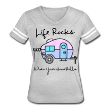 Load image into Gallery viewer, Funny Camping Women’s Vintage Sport T-Shirt - heather gray/white
