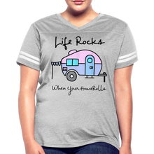 Load image into Gallery viewer, Funny Camping Women’s Vintage Sport T-Shirt - heather gray/white
