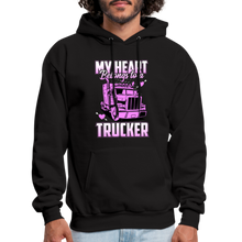 Load image into Gallery viewer, My Heart Belongs to a Trucker Hoodie Trucker Wife - black
