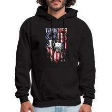 Load image into Gallery viewer, Americn Flag Patriotic Trucker Hoodie - black
